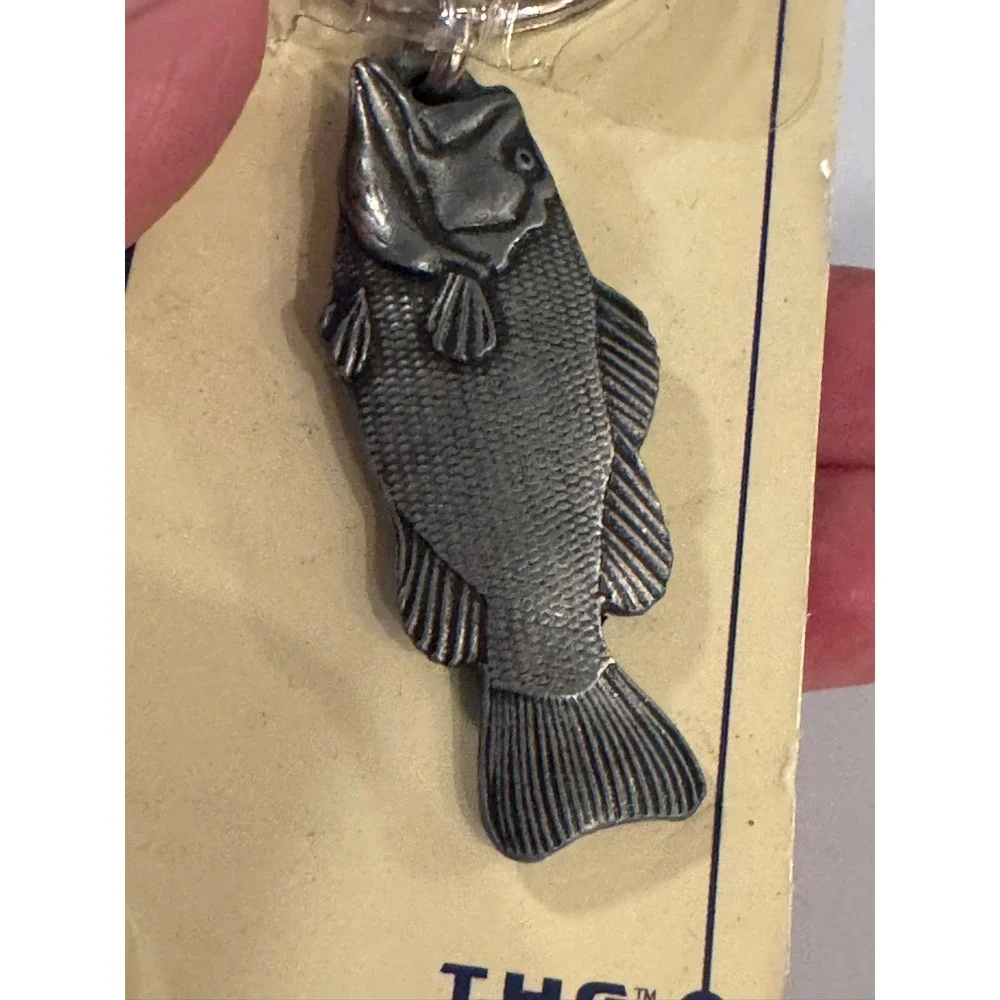 The Hillman Group Bass Fish Keychain Pewter Tone Metal Fishing Gift USA 710851